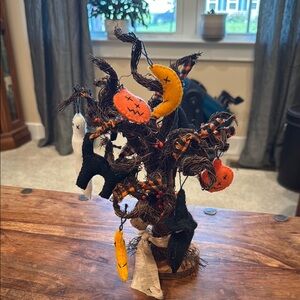Halloween Themed Decorative Tree with Felt Ornaments